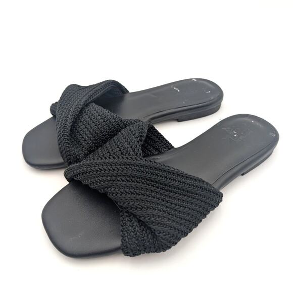 Nordstrom Chantelle Slide Sandal Women's Twist Front Black Size US5.5M EU36 - Picture 1 of 8